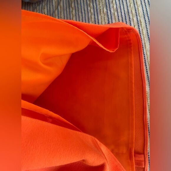 Trina Turk womens Mini Dress Orange 3/4 Balloon Sleeve Embroidered V Neck Small - Picture 9 of 13